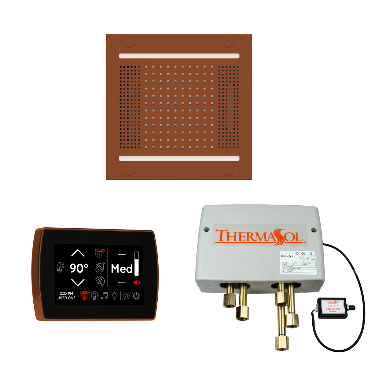 ThermaSol SignaTouch Control, HydroVive 14", and Digital Shower Valve Package, Square