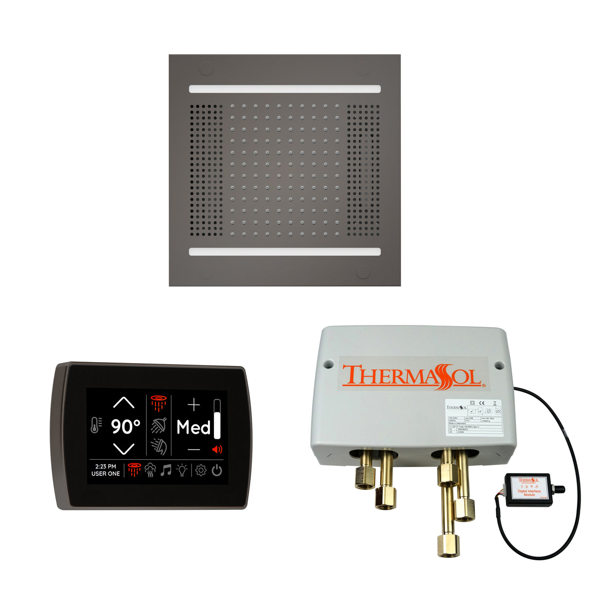 ThermaSol SignaTouch Control, HydroVive 14", and Digital Shower Valve Package, Square