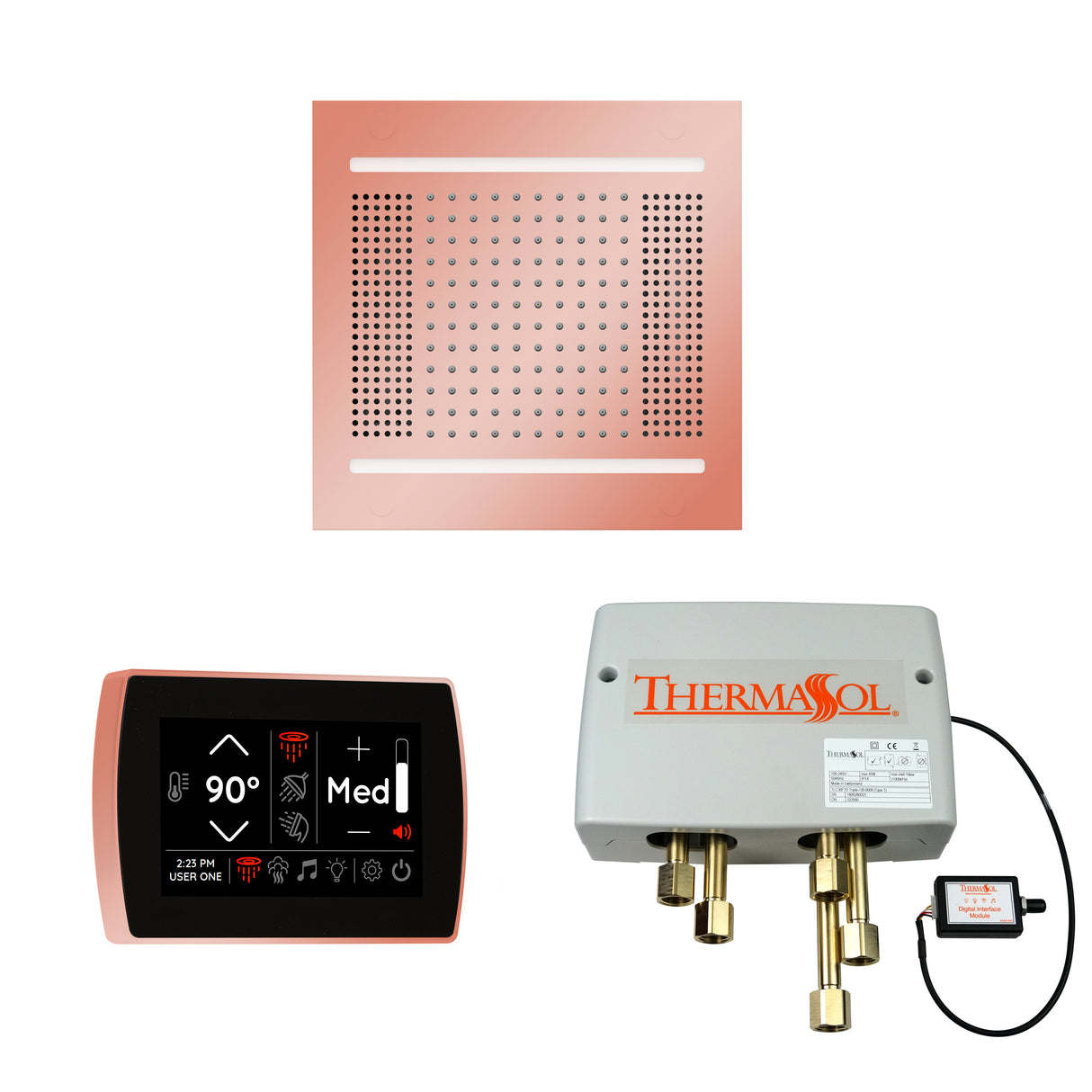ThermaSol SignaTouch Control, HydroVive 14", and Digital Shower Valve Package, Square