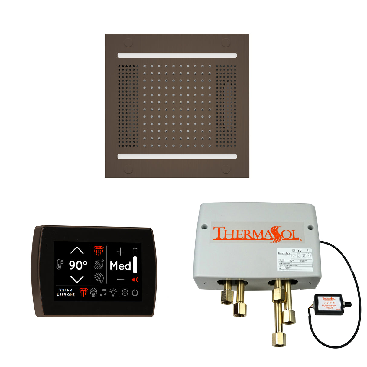 ThermaSol SignaTouch Control, HydroVive 14", and Digital Shower Valve Package, Square