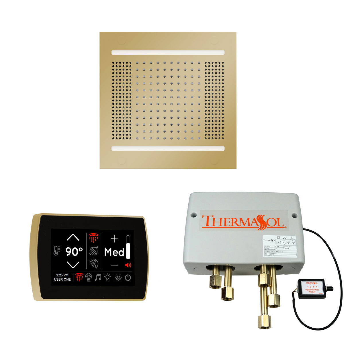 ThermaSol SignaTouch Control, HydroVive 14", and Digital Shower Valve Package, Square