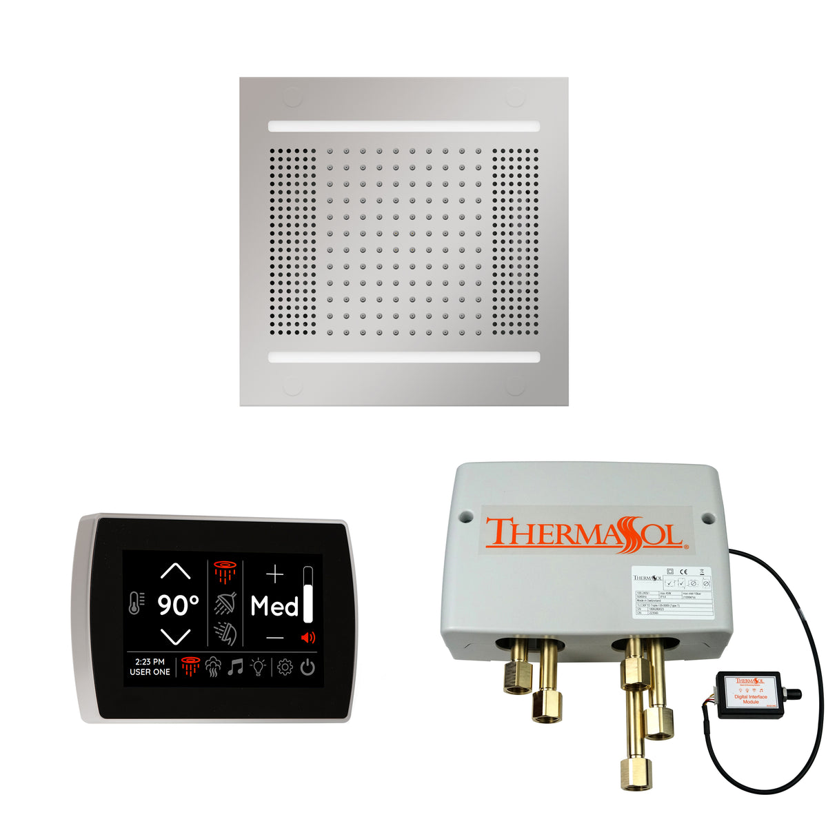 ThermaSol SignaTouch Control, HydroVive 14", and Digital Shower Valve Package, Square