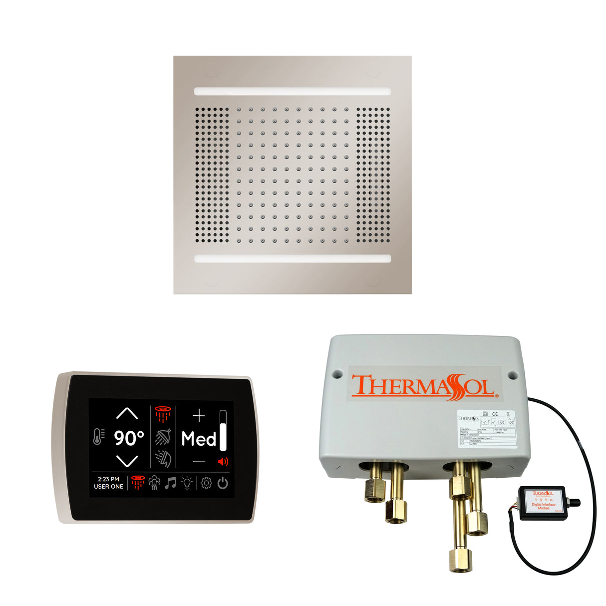 ThermaSol SignaTouch Control, HydroVive 14", and Digital Shower Valve Package, Square