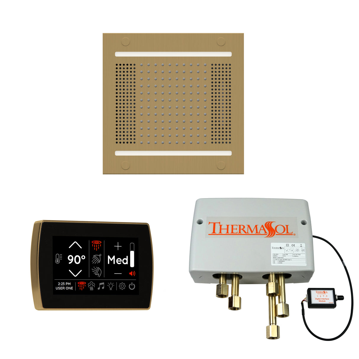 ThermaSol SignaTouch Control, HydroVive 14", and Digital Shower Valve Package, Square