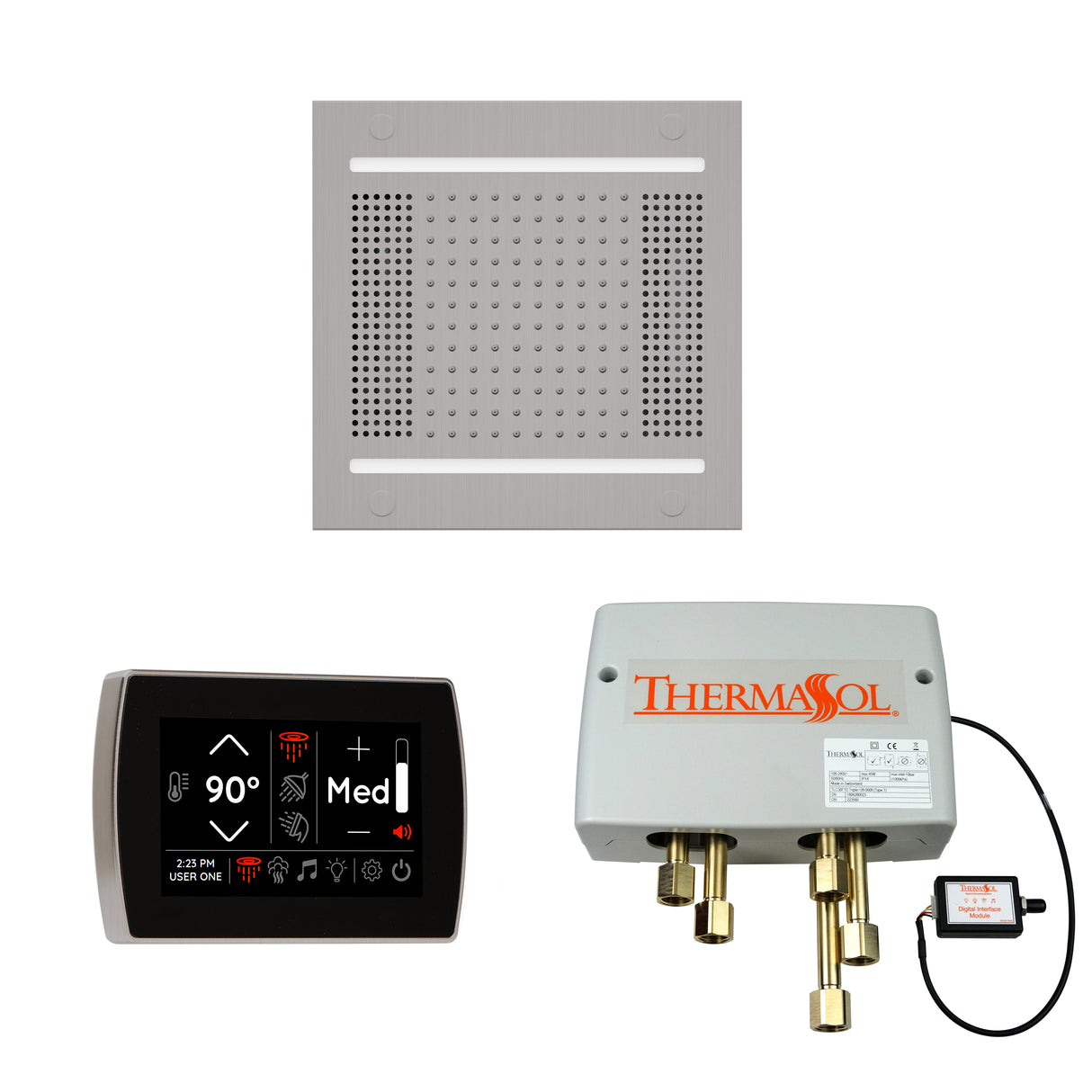 ThermaSol SignaTouch Control, HydroVive 14", and Digital Shower Valve Package, Square