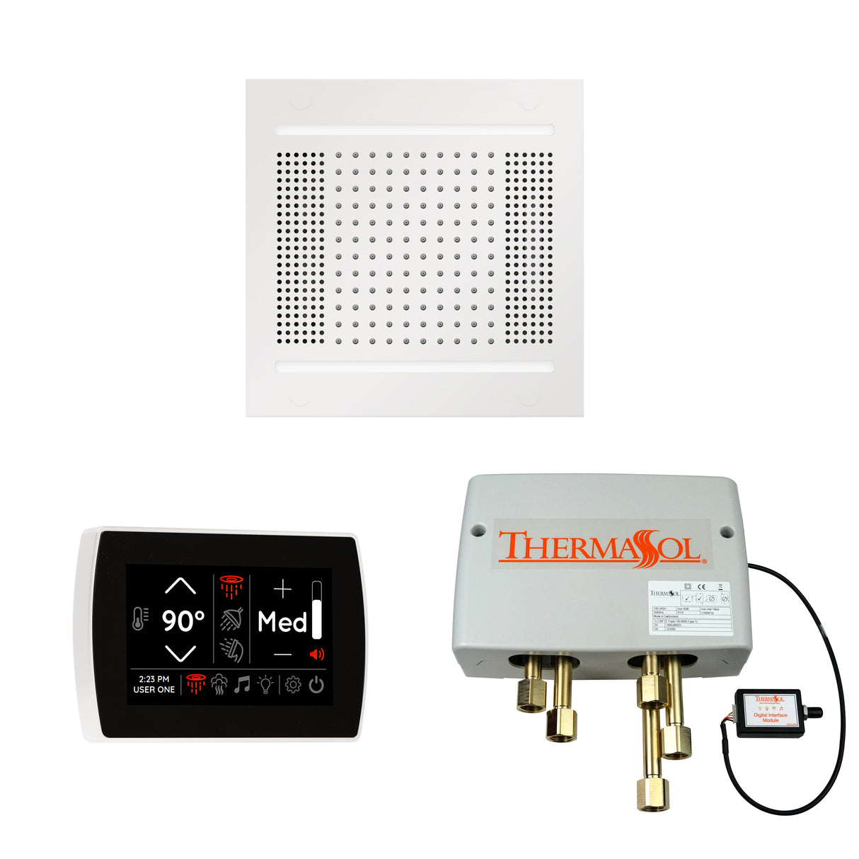 ThermaSol SignaTouch Control, HydroVive 14", and Digital Shower Valve Package, Square