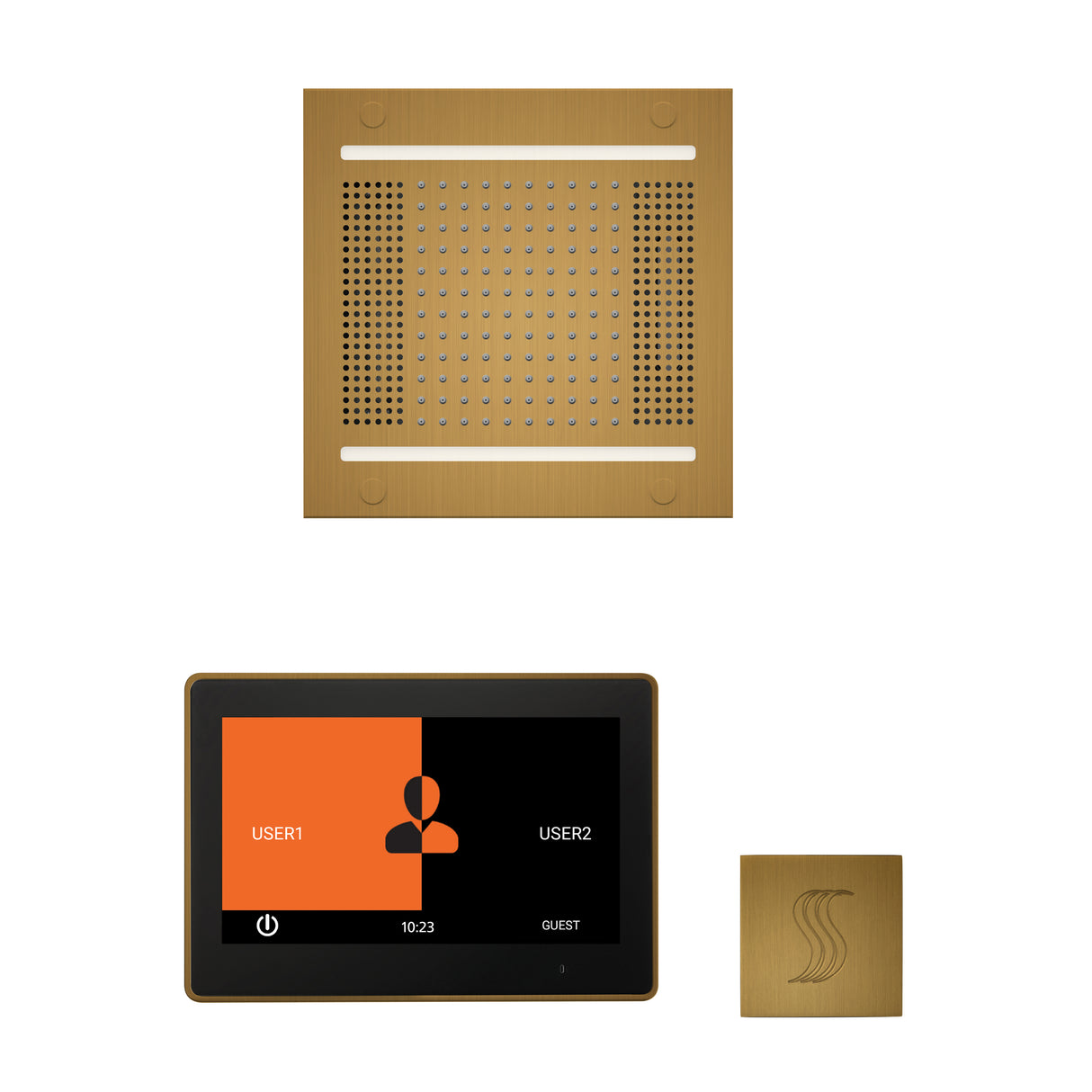 ThermaSol ThermaTouch 10" Steam Control, HydroVive 14" Square, and SteamVection Shower Package