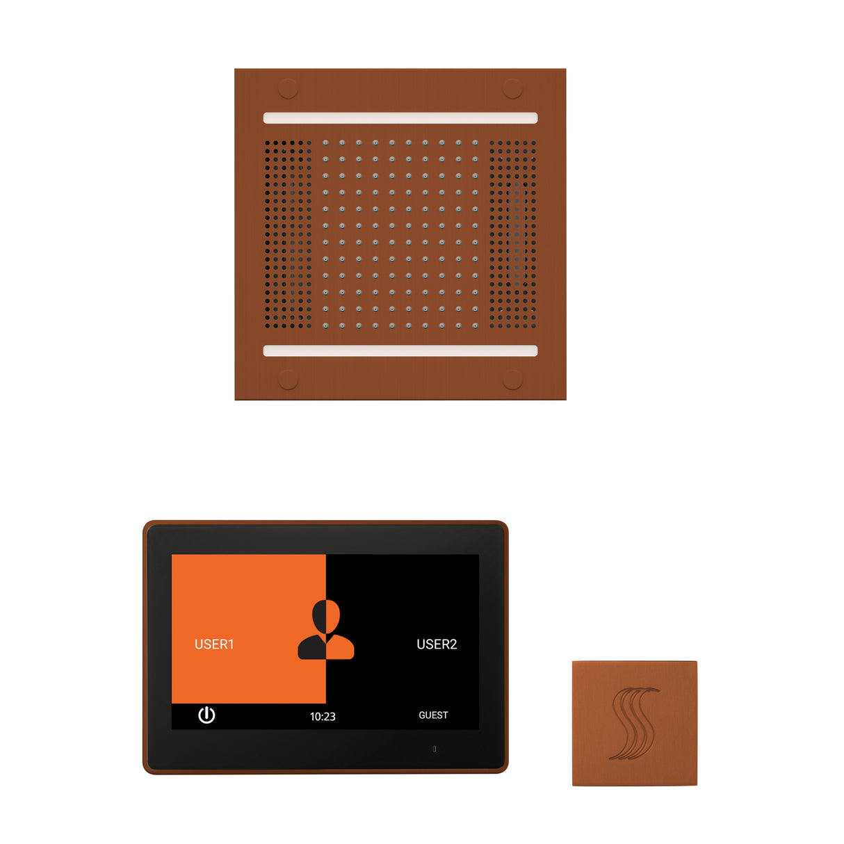 ThermaSol ThermaTouch 10" Steam Control, HydroVive 14" Square, and SteamVection Shower Package