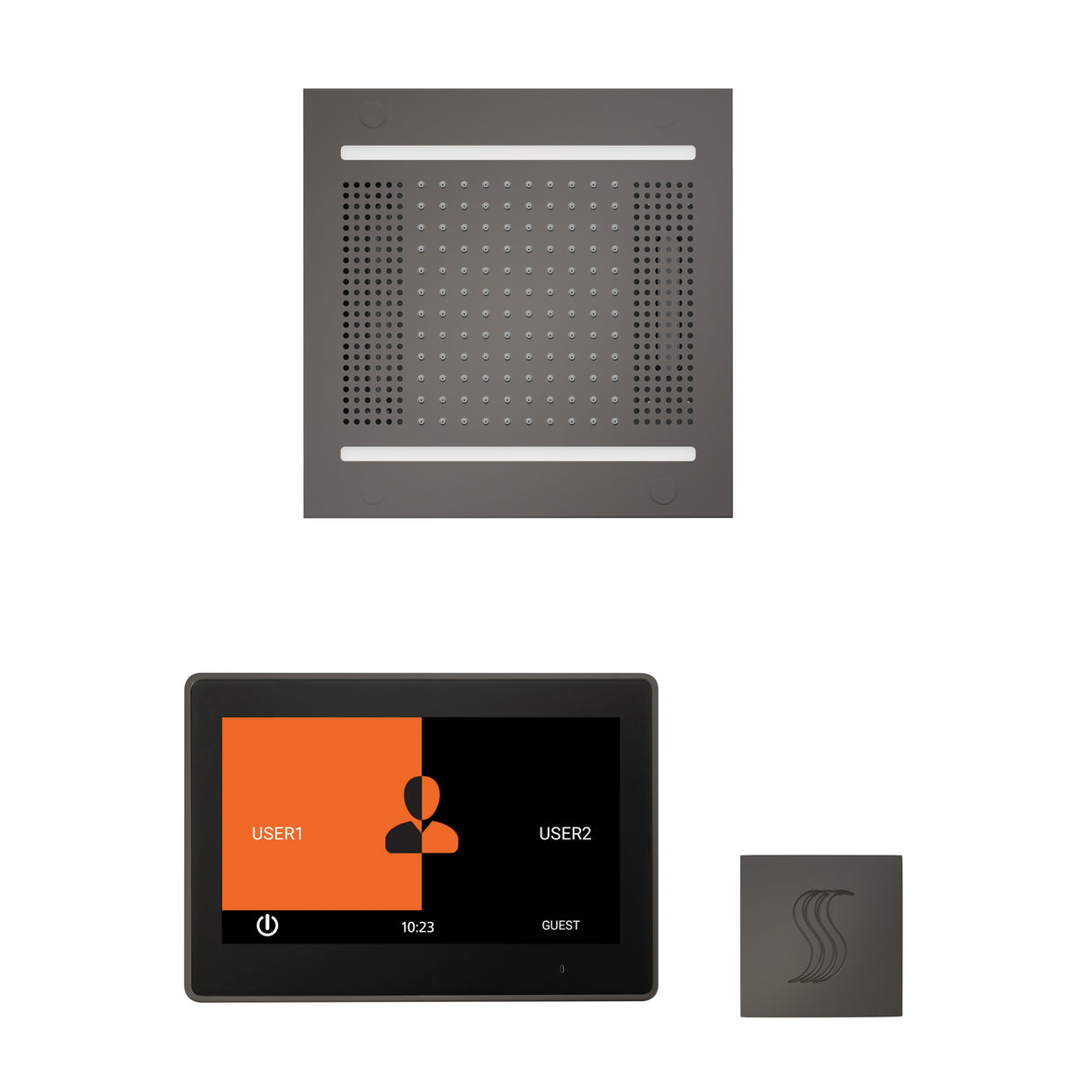 ThermaSol ThermaTouch 10" Steam Control, HydroVive 14" Square, and SteamVection Shower Package