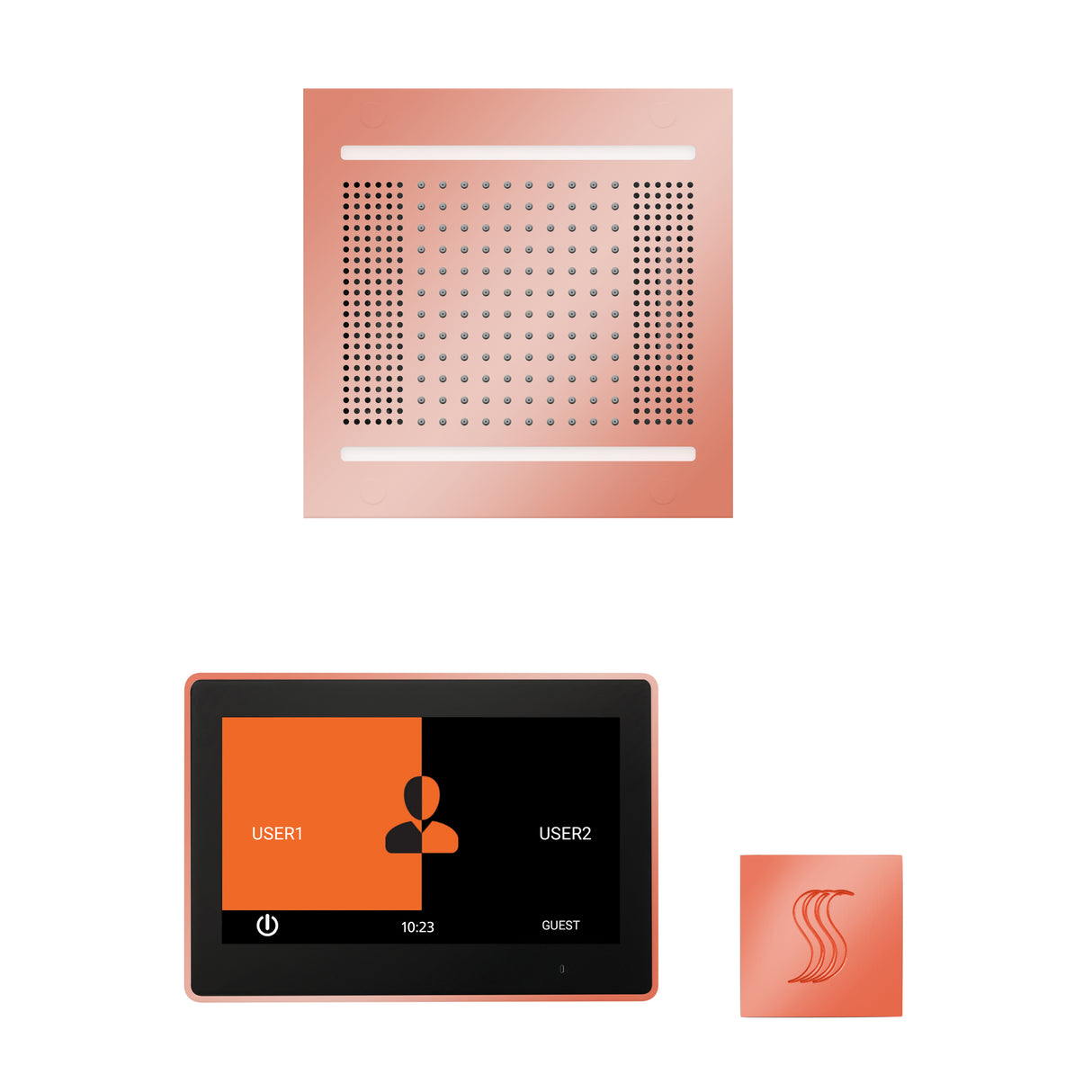 ThermaSol ThermaTouch 10" Steam Control, HydroVive 14" Square, and SteamVection Shower Package