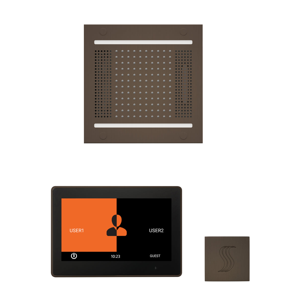 ThermaSol ThermaTouch 10" Steam Control, HydroVive 14" Square, and SteamVection Shower Package