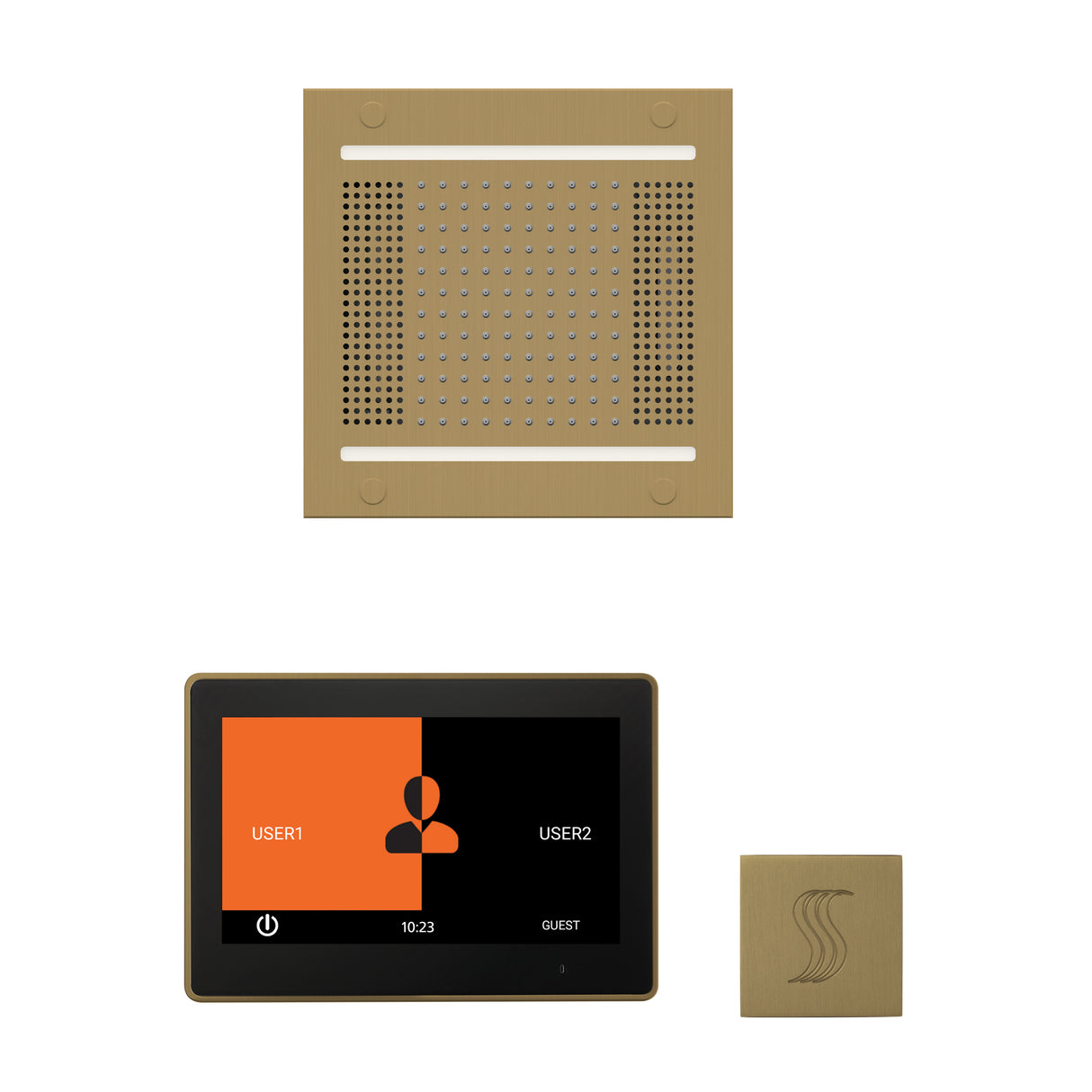 ThermaSol ThermaTouch 10" Steam Control, HydroVive 14" Square, and SteamVection Shower Package