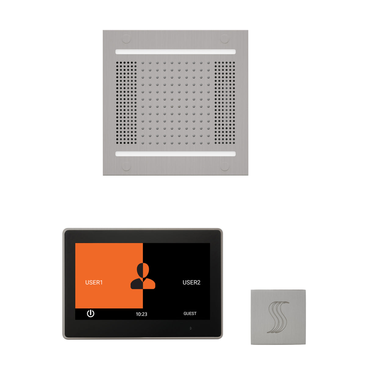 ThermaSol ThermaTouch 10" Steam Control, HydroVive 14" Square, and SteamVection Shower Package