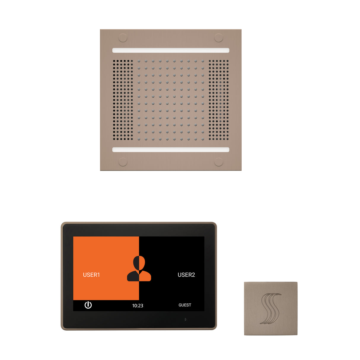 ThermaSol ThermaTouch 10" Steam Control, HydroVive 14" Square, and SteamVection Shower Package