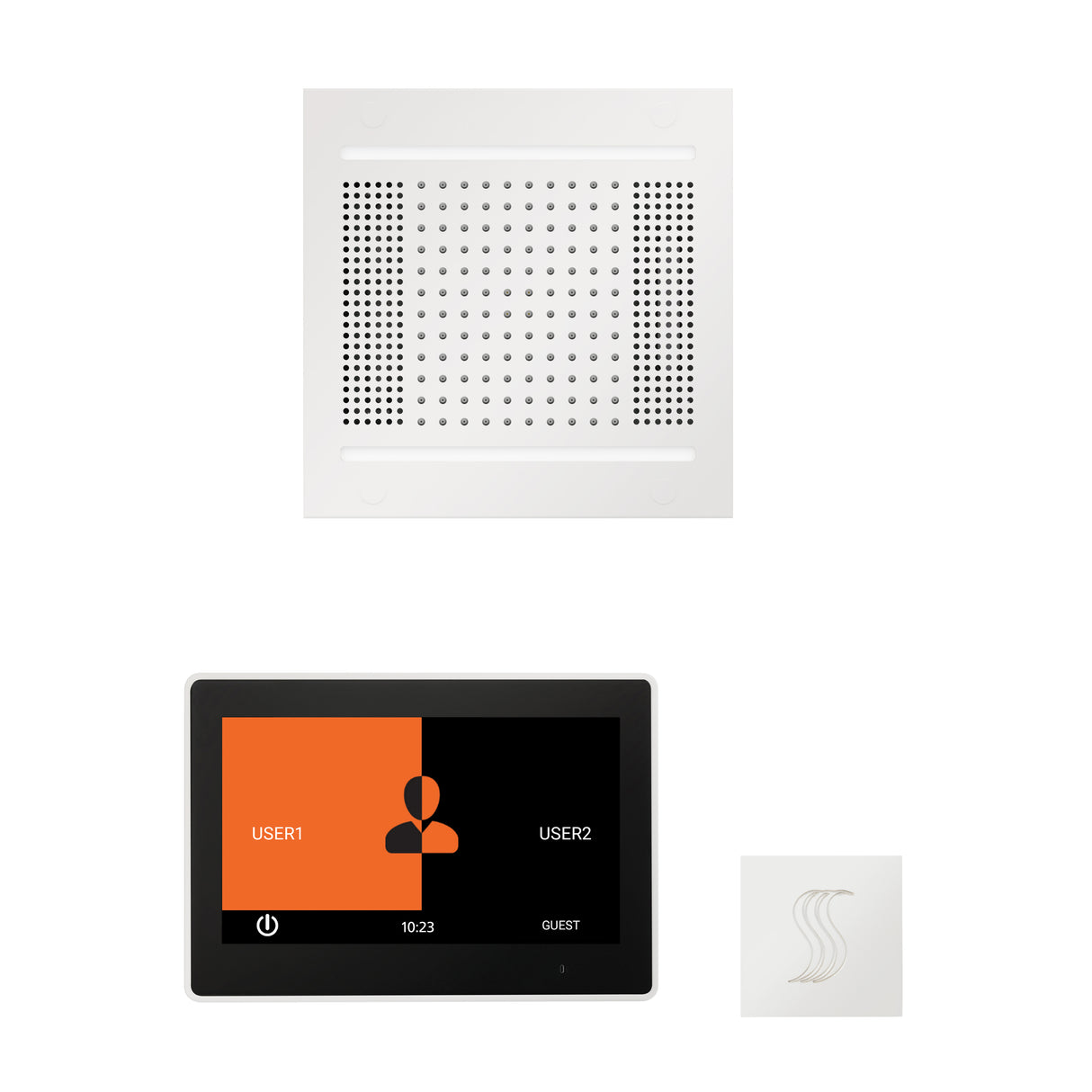 ThermaSol ThermaTouch 10" Steam Control, HydroVive 14" Square, and SteamVection Shower Package