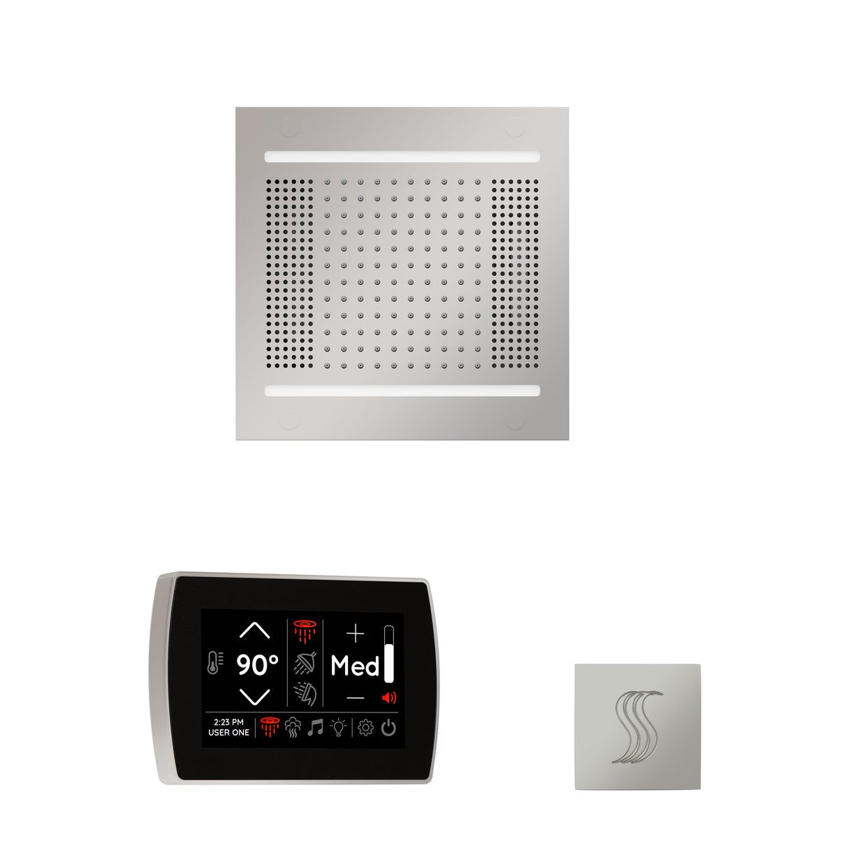 ThermaSol SignaTouch 5" Recessed Control, HydroVive 14", and SteamVection Shower Package
