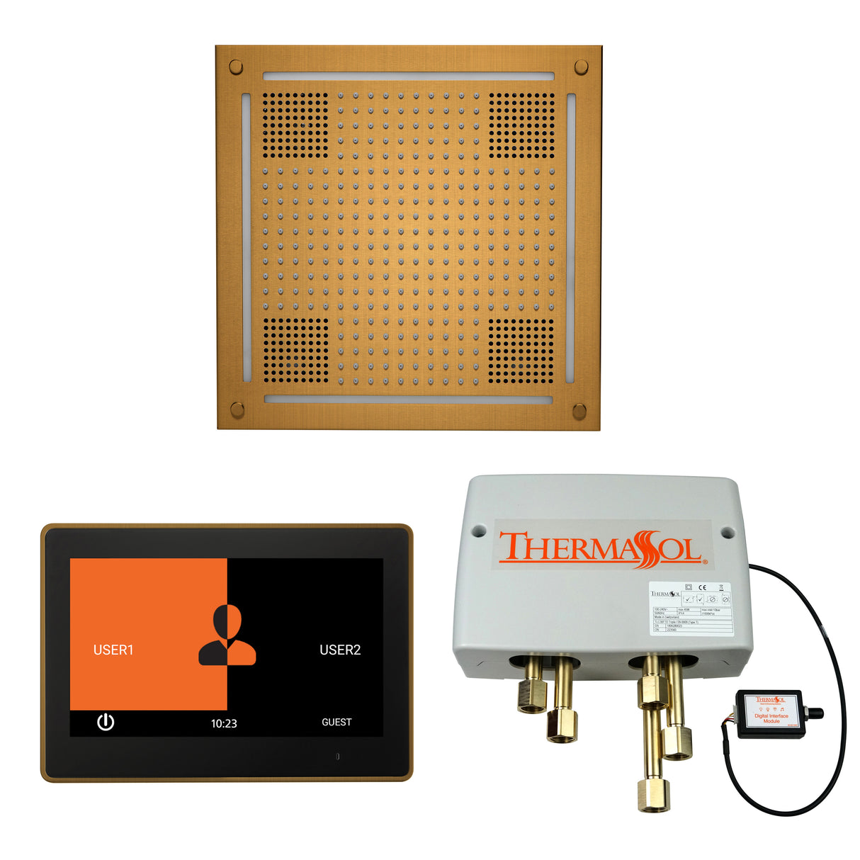 ThermaSol ThermaTouch 10" Control, HydroVive 18" Rainhead, and Digital Shower Valve Package