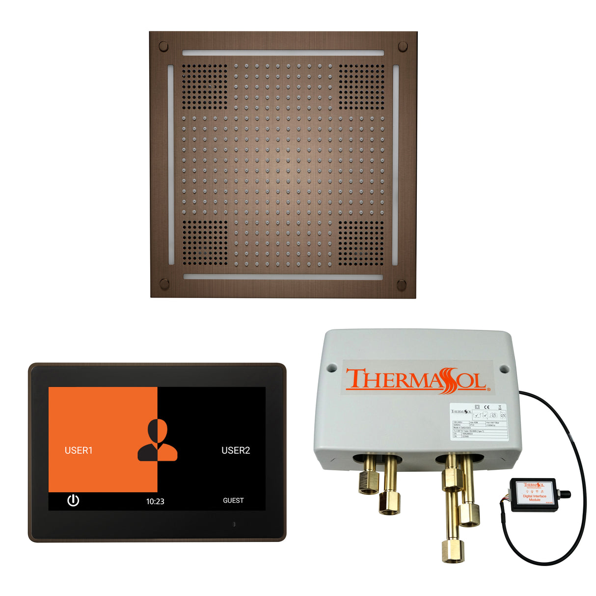 ThermaSol ThermaTouch 10" Control, HydroVive 18" Rainhead, and Digital Shower Valve Package