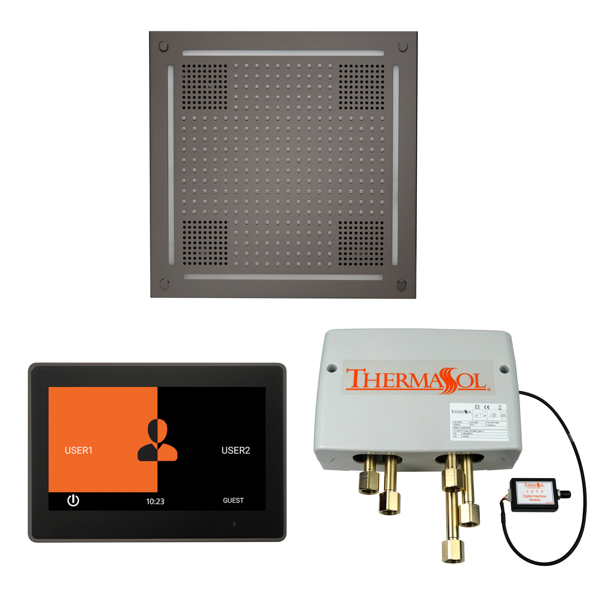 ThermaSol ThermaTouch 10" Control, HydroVive 18" Rainhead, and Digital Shower Valve Package