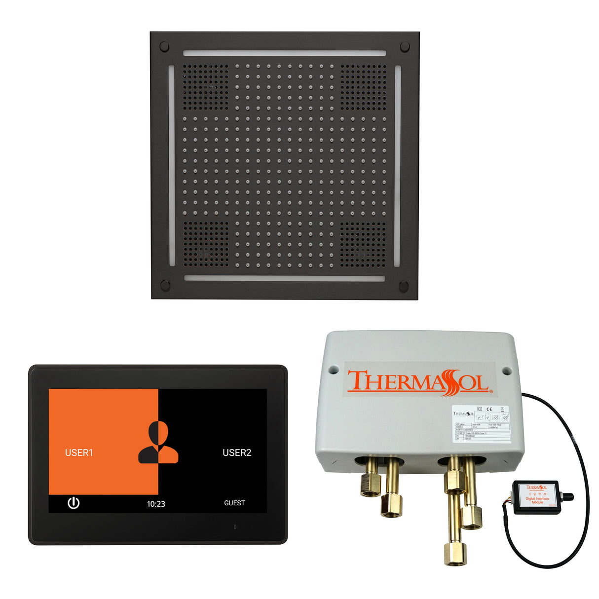 ThermaSol ThermaTouch 10" Control, HydroVive 18" Rainhead, and Digital Shower Valve Package