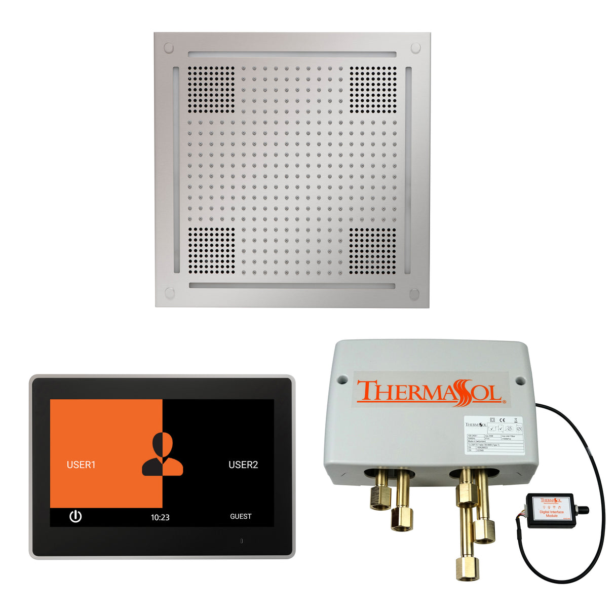 ThermaSol ThermaTouch 10" Control, HydroVive 18" Rainhead, and Digital Shower Valve Package