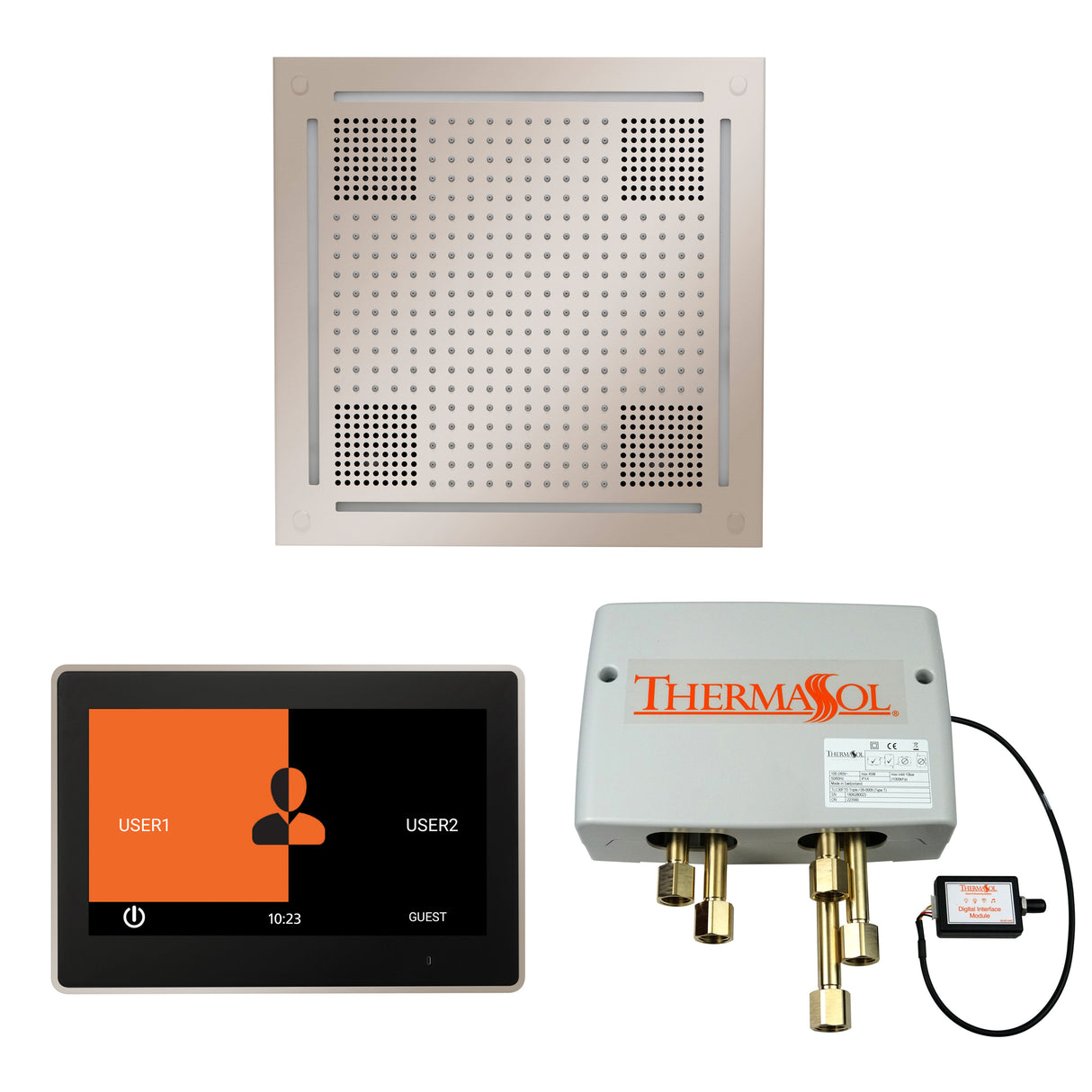 ThermaSol ThermaTouch 10" Control, HydroVive 18" Rainhead, and Digital Shower Valve Package