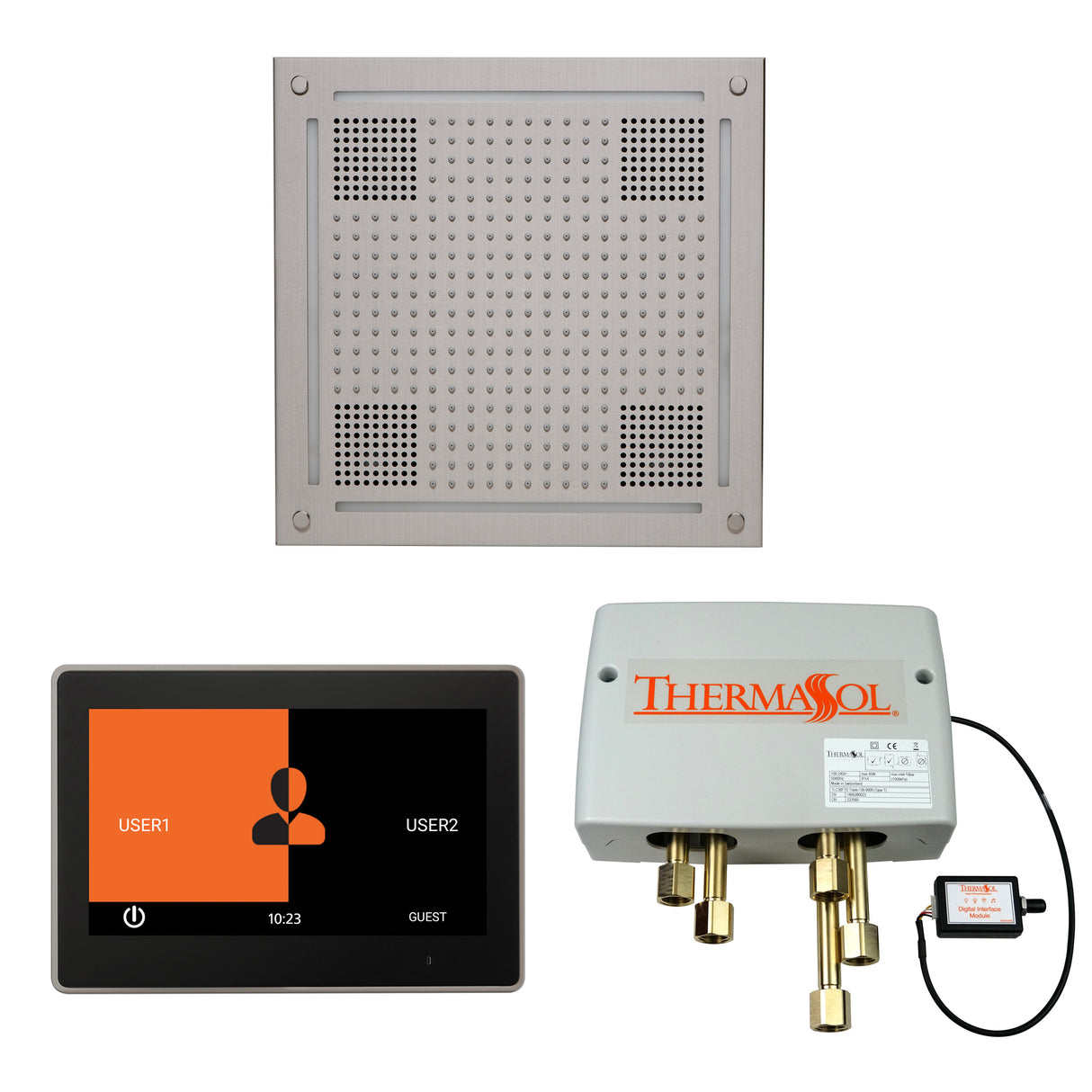 ThermaSol ThermaTouch 10" Control, HydroVive 18" Rainhead, and Digital Shower Valve Package