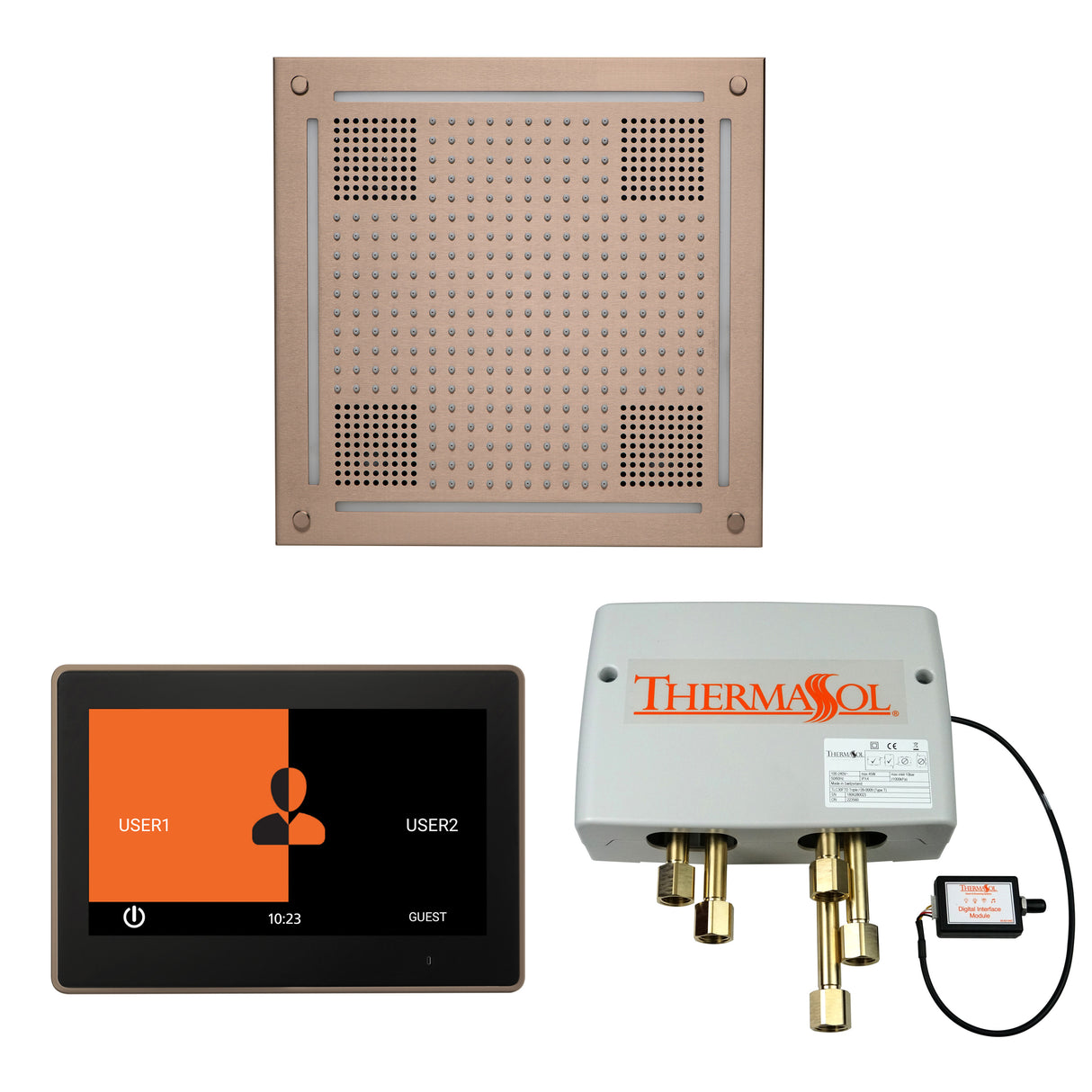 ThermaSol ThermaTouch 10" Control, HydroVive 18" Rainhead, and Digital Shower Valve Package