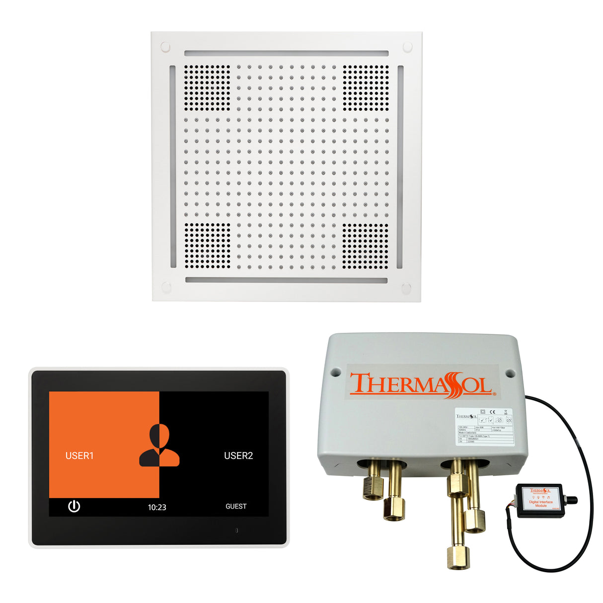 ThermaSol ThermaTouch 10" Control, HydroVive 18" Rainhead, and Digital Shower Valve Package