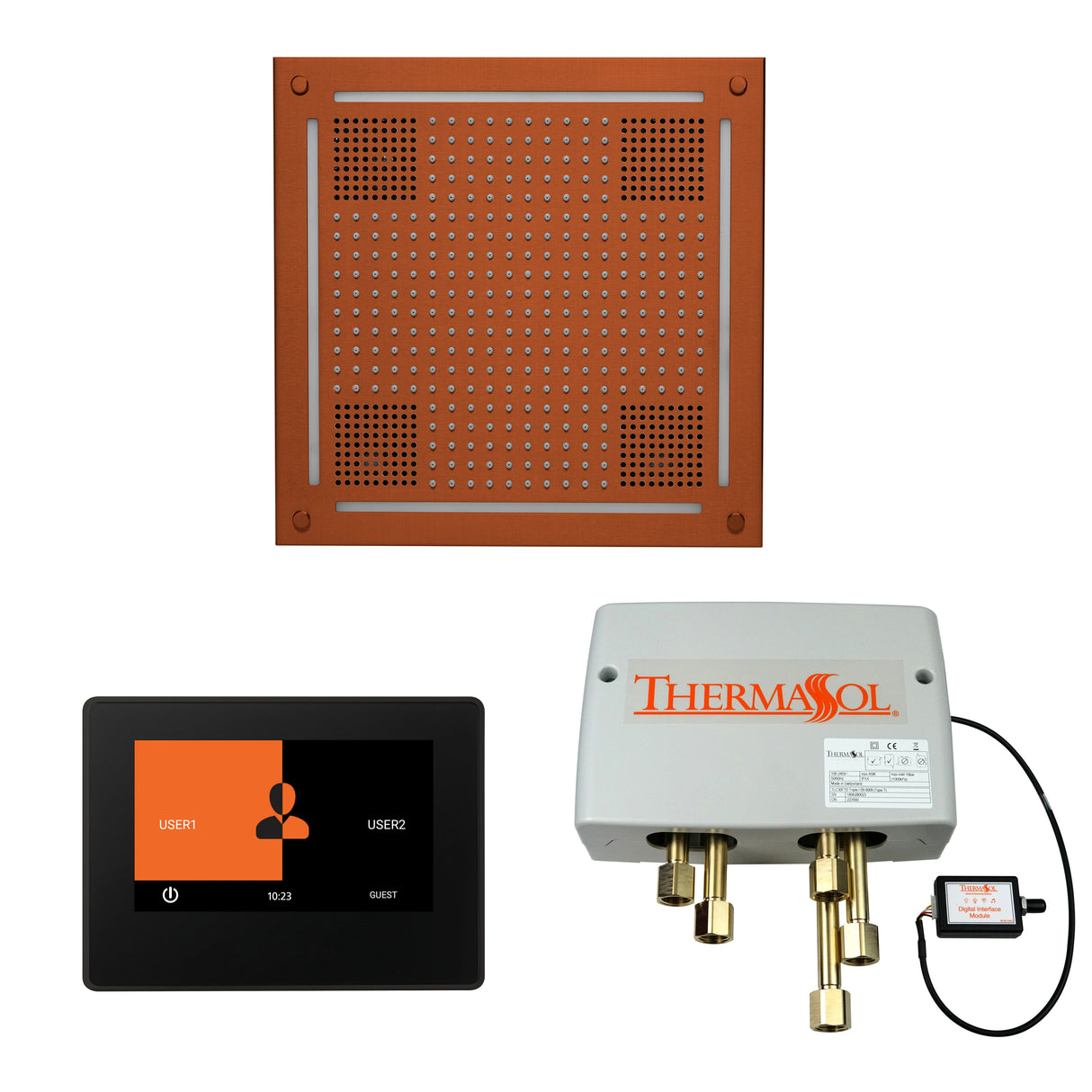 ThermaSol ThermaTouch 7" Control, HydroVive 18" Rainhead, and Digital Shower Valve Package