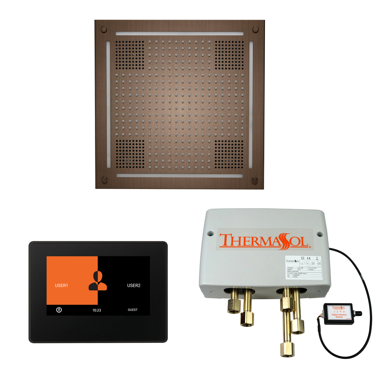 ThermaSol ThermaTouch 7" Control, HydroVive 18" Rainhead, and Digital Shower Valve Package