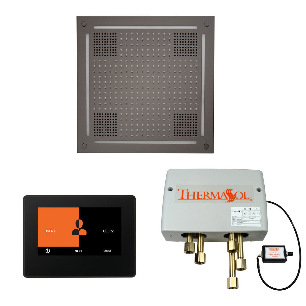 ThermaSol ThermaTouch 7" Control, HydroVive 18" Rainhead, and Digital Shower Valve Package