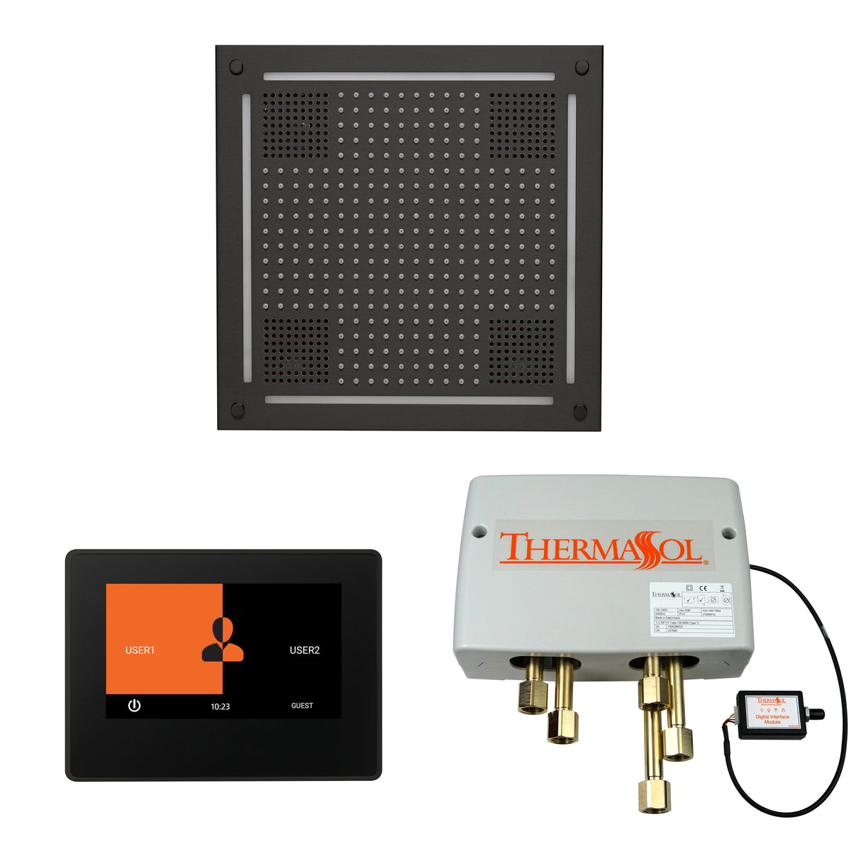 ThermaSol ThermaTouch 7" Control, HydroVive 18" Rainhead, and Digital Shower Valve Package
