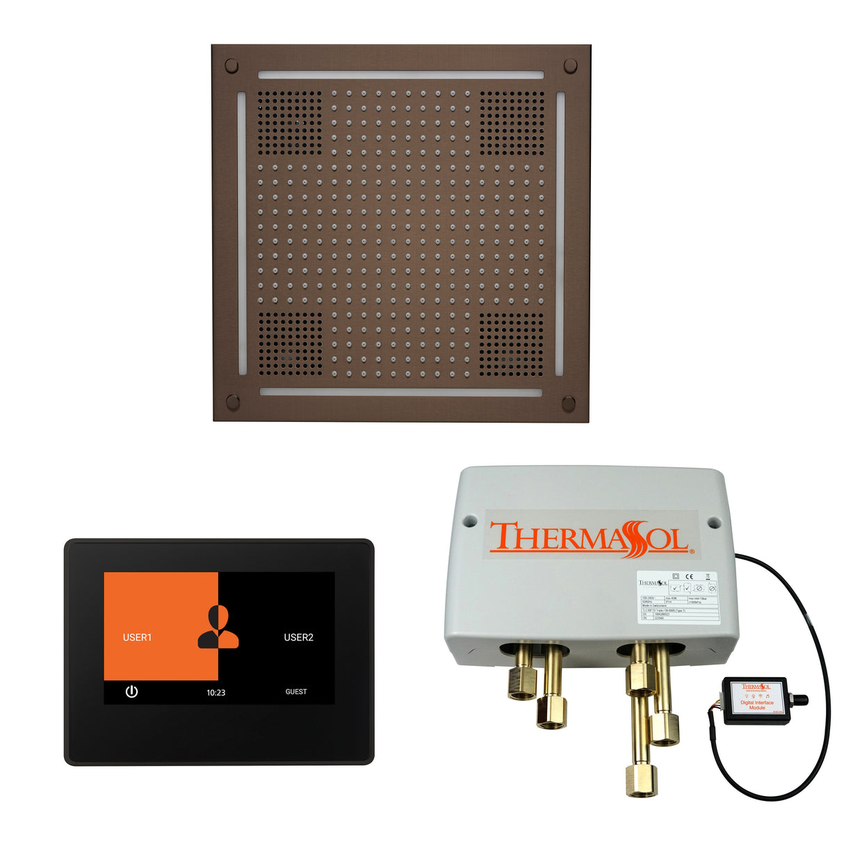 ThermaSol ThermaTouch 7" Control, HydroVive 18" Rainhead, and Digital Shower Valve Package