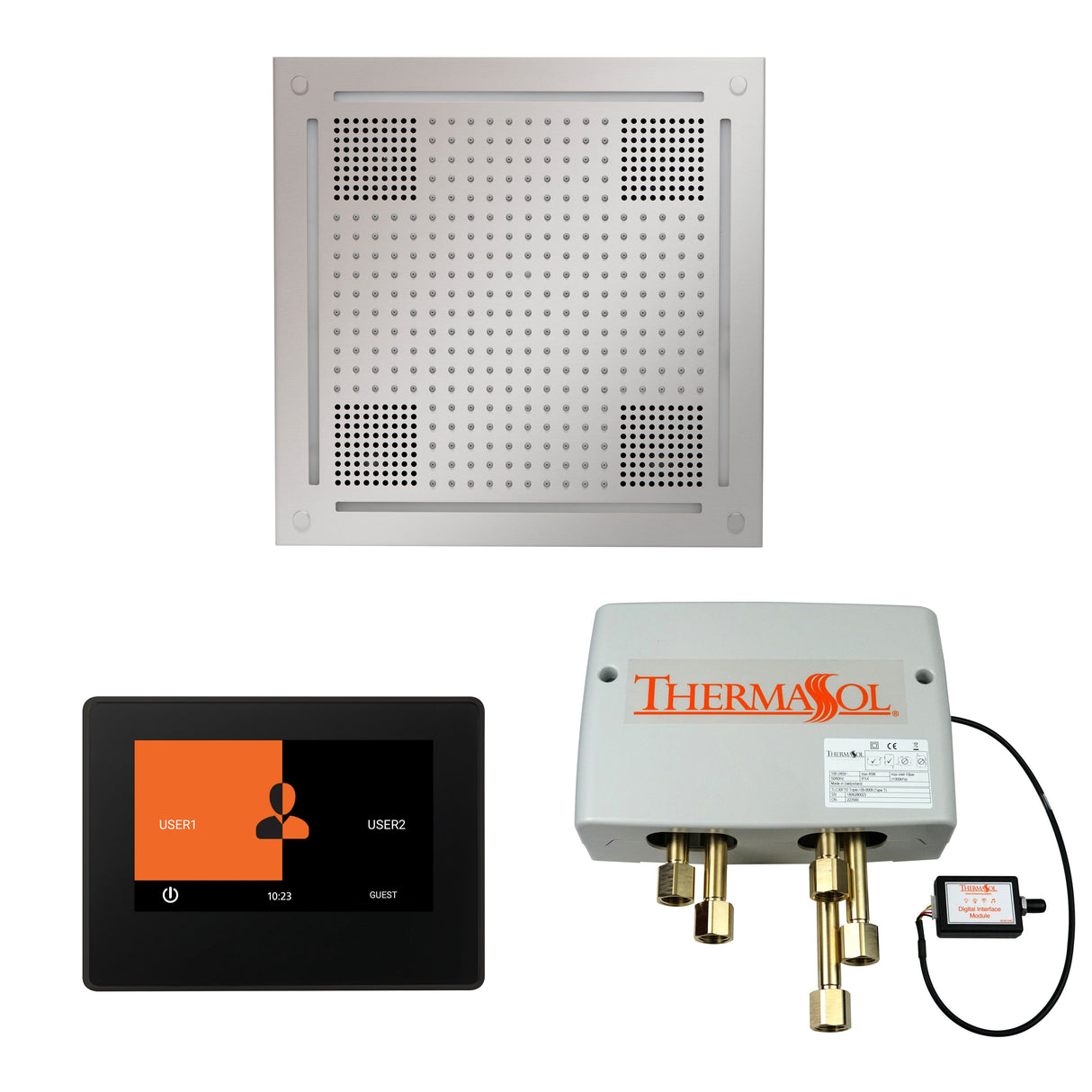 ThermaSol ThermaTouch 7" Control, HydroVive 18" Rainhead, and Digital Shower Valve Package