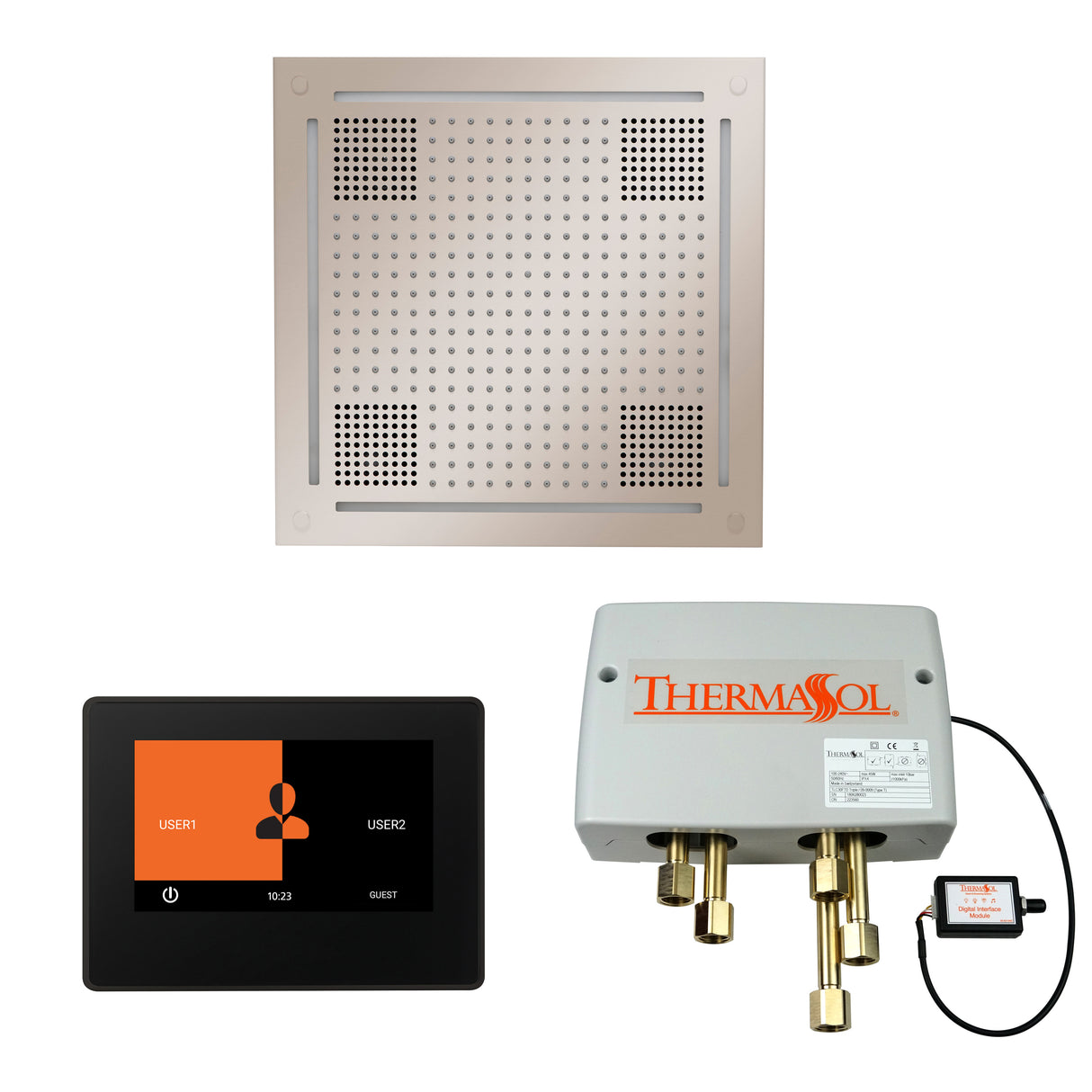 ThermaSol ThermaTouch 7" Control, HydroVive 18" Rainhead, and Digital Shower Valve Package