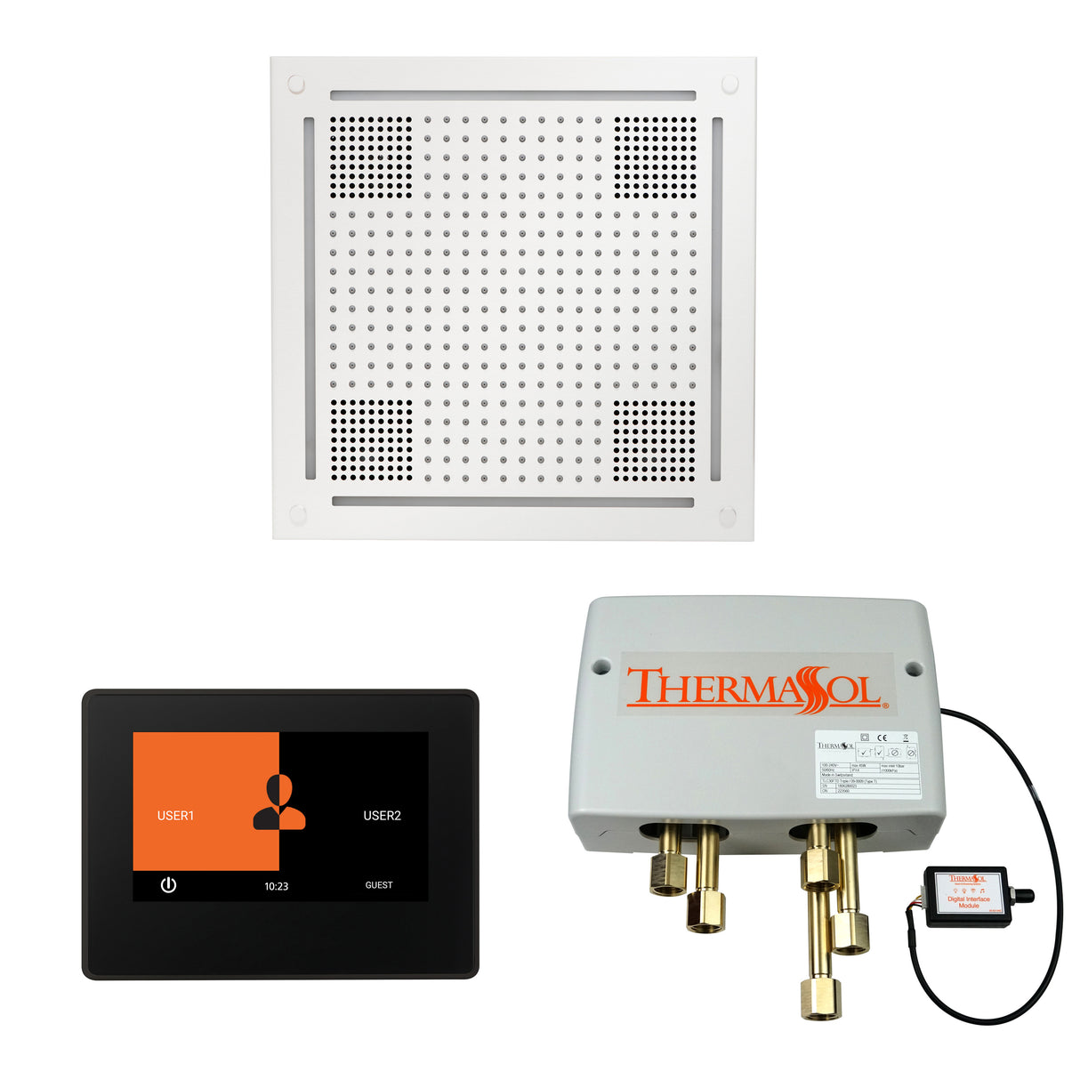 ThermaSol ThermaTouch 7" Control, HydroVive 18" Rainhead, and Digital Shower Valve Package