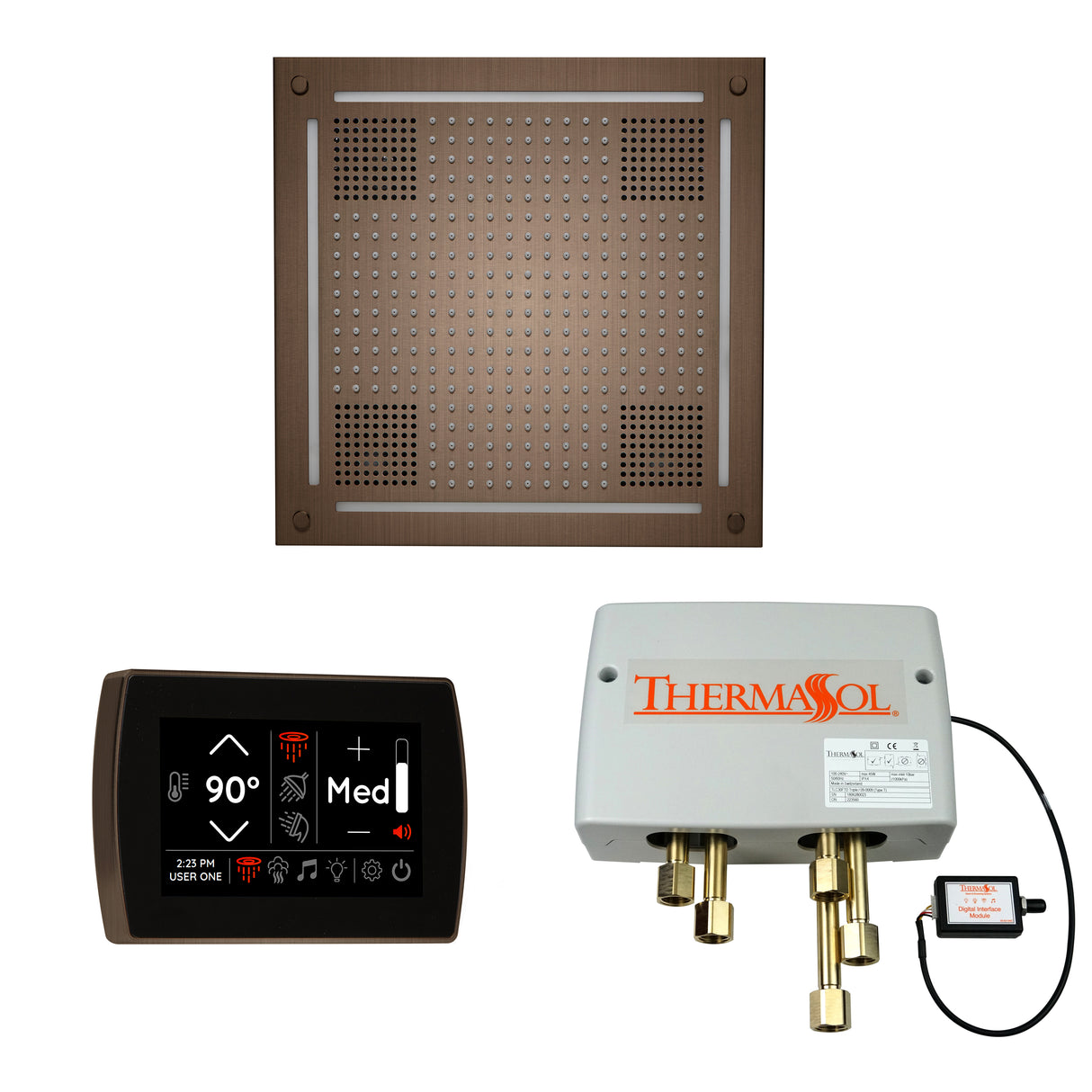 ThermaSol SignaTouch 5" Recessed Control, HydroVive 18", and Digital Shower Valve Package