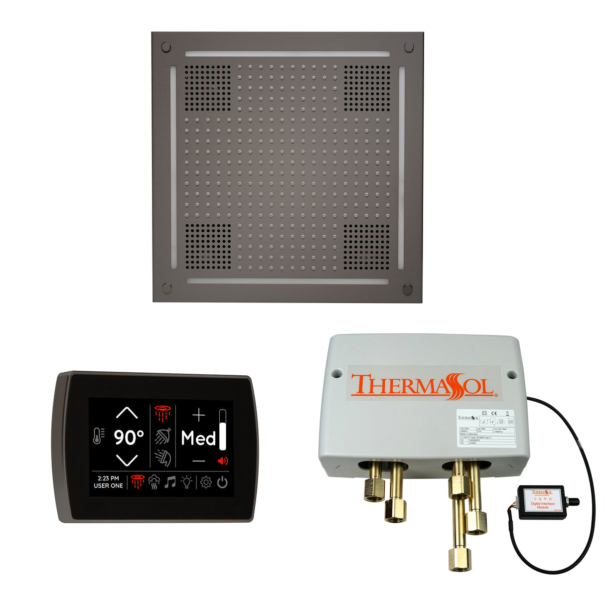 ThermaSol SignaTouch 5" Recessed Control, HydroVive 18", and Digital Shower Valve Package