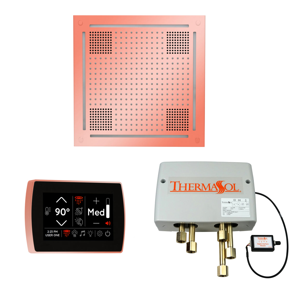 ThermaSol SignaTouch 5" Recessed Control, HydroVive 18", and Digital Shower Valve Package