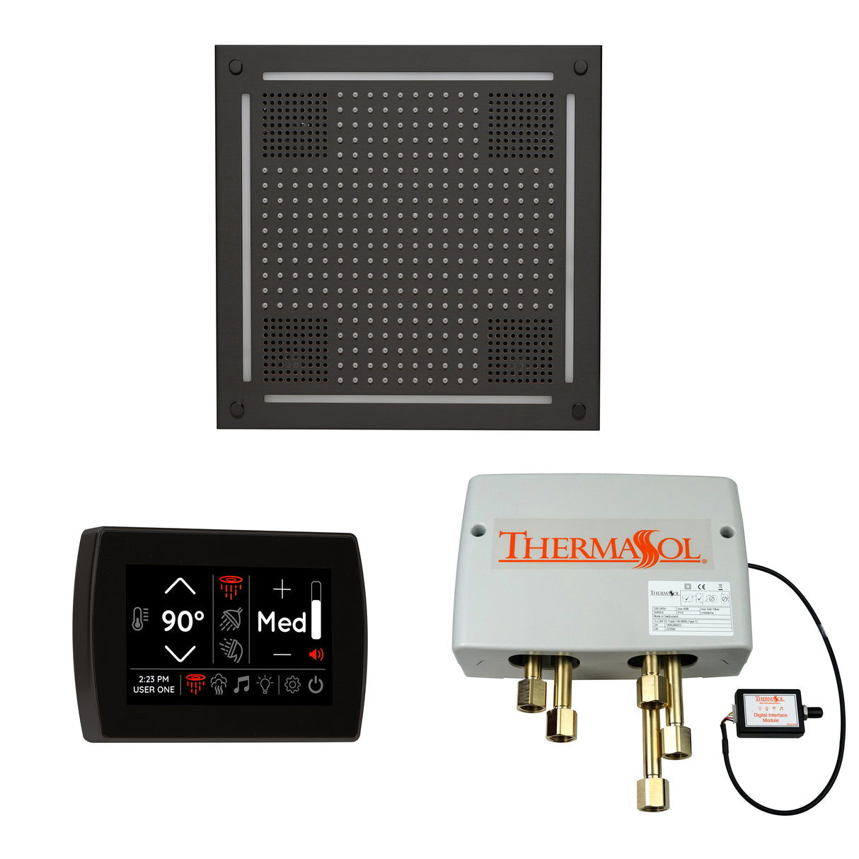 ThermaSol SignaTouch 5" Recessed Control, HydroVive 18", and Digital Shower Valve Package