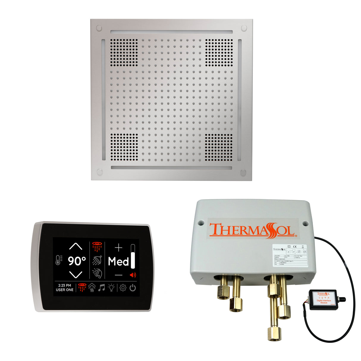 ThermaSol SignaTouch 5" Recessed Control, HydroVive 18", and Digital Shower Valve Package