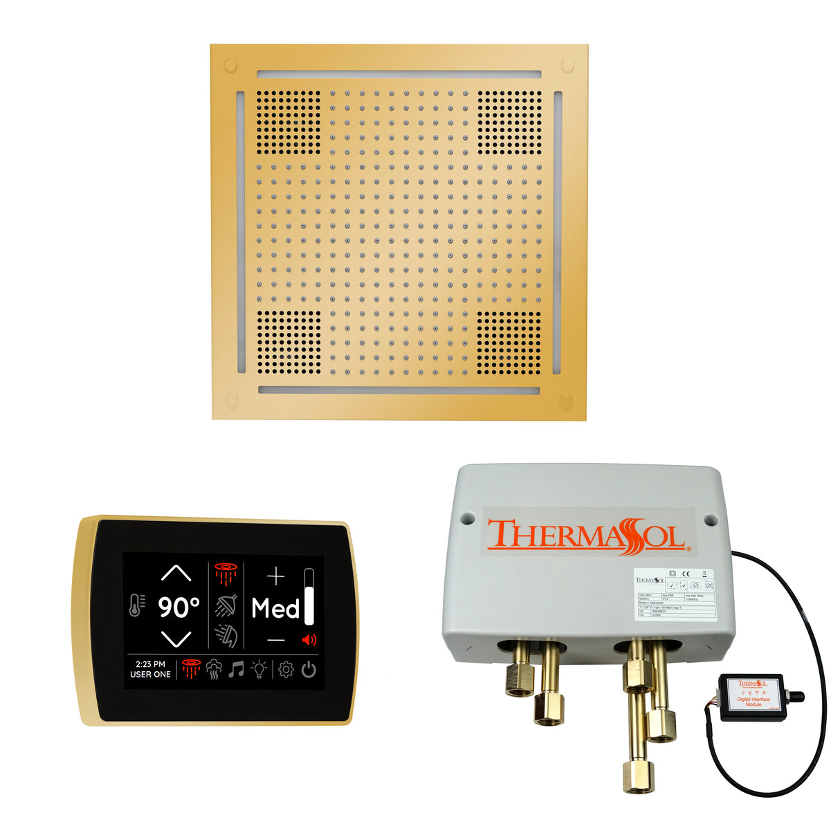 ThermaSol SignaTouch 5" Recessed Control, HydroVive 18", and Digital Shower Valve Package