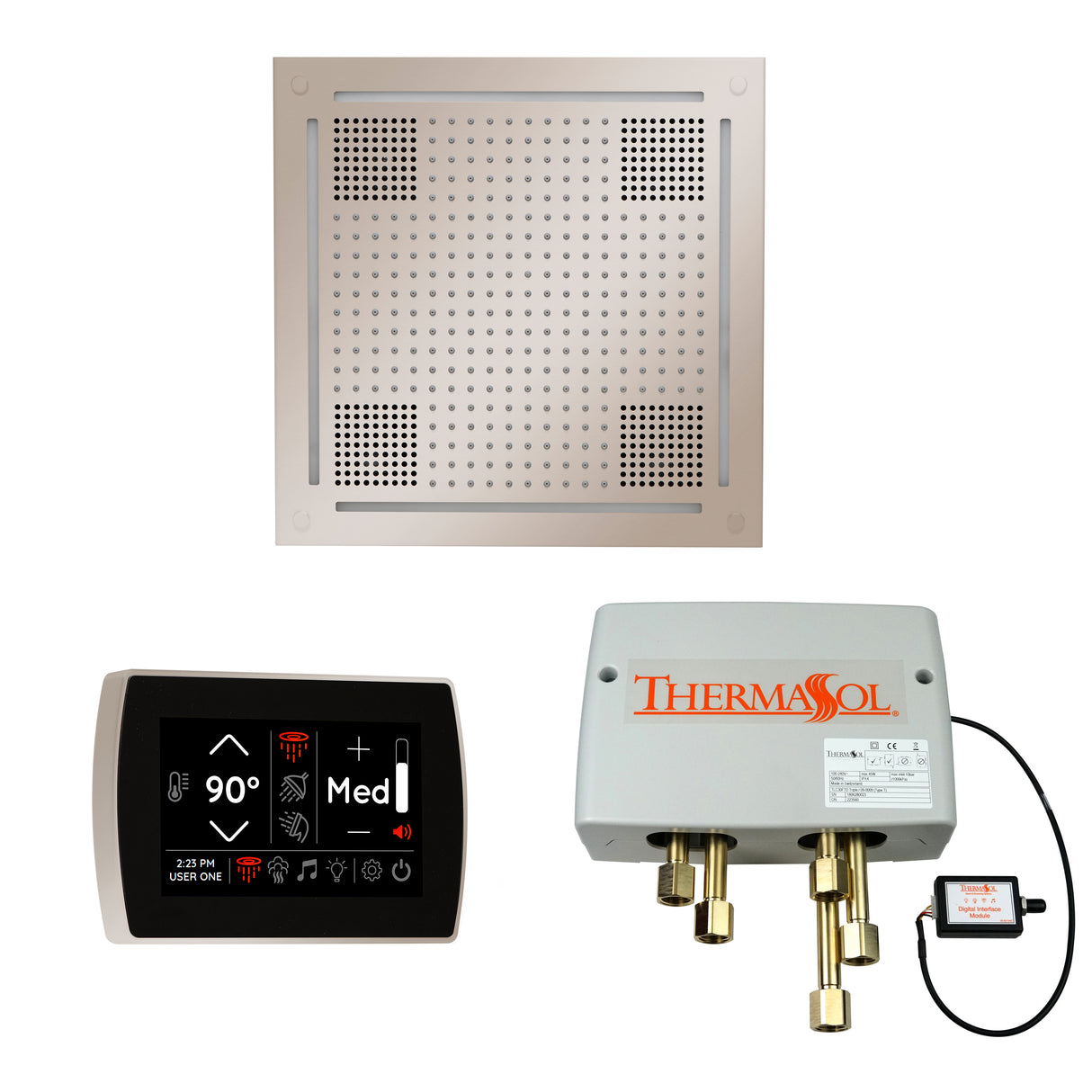 ThermaSol SignaTouch 5" Recessed Control, HydroVive 18", and Digital Shower Valve Package