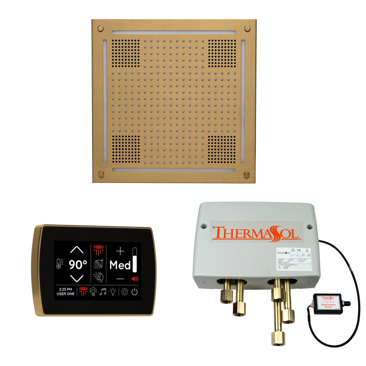 ThermaSol SignaTouch 5" Recessed Control, HydroVive 18", and Digital Shower Valve Package
