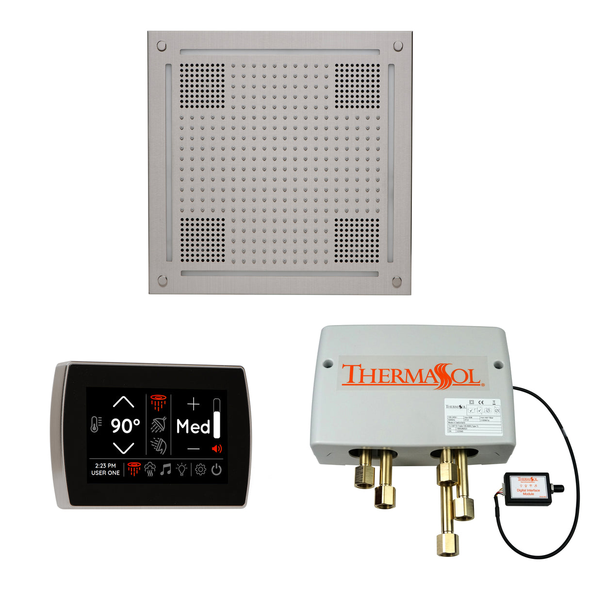 ThermaSol SignaTouch 5" Recessed Control, HydroVive 18", and Digital Shower Valve Package