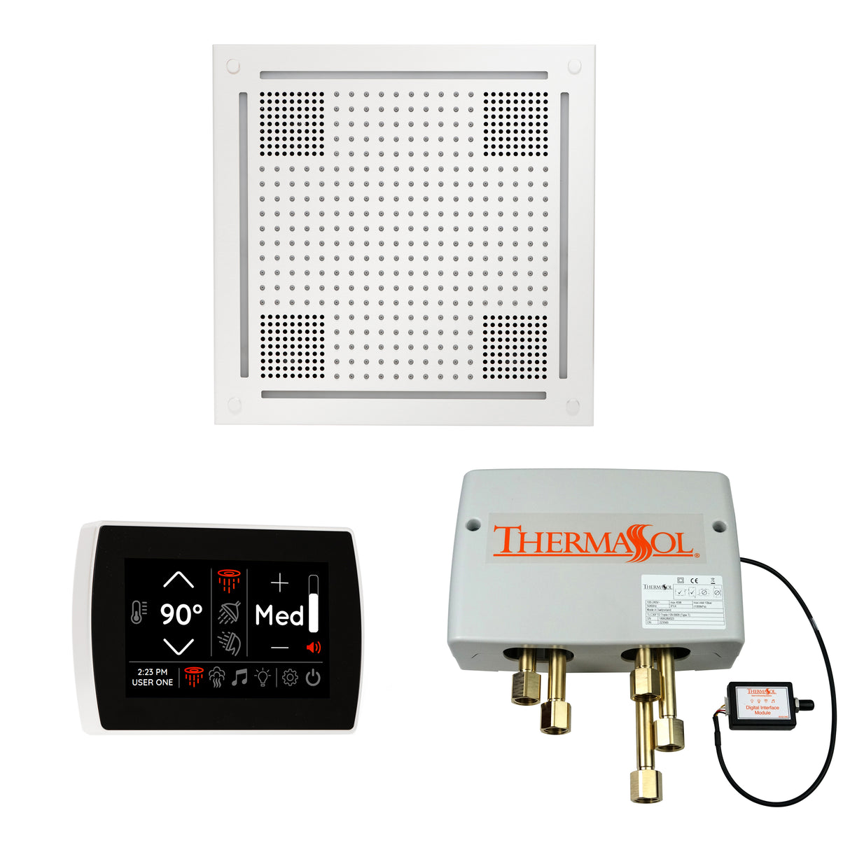 ThermaSol SignaTouch 5" Recessed Control, HydroVive 18", and Digital Shower Valve Package