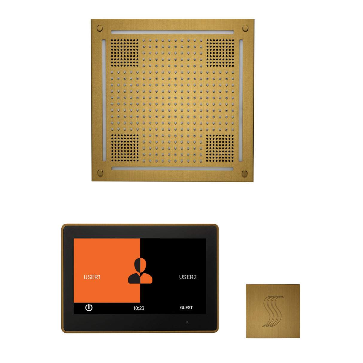 ThermaSol ThermaTouch 10"Steam Control, HydroVive 18" Square, and SteamVection Shower Package