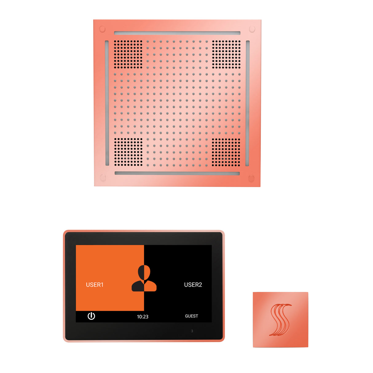 ThermaSol ThermaTouch 10"Steam Control, HydroVive 18" Square, and SteamVection Shower Package