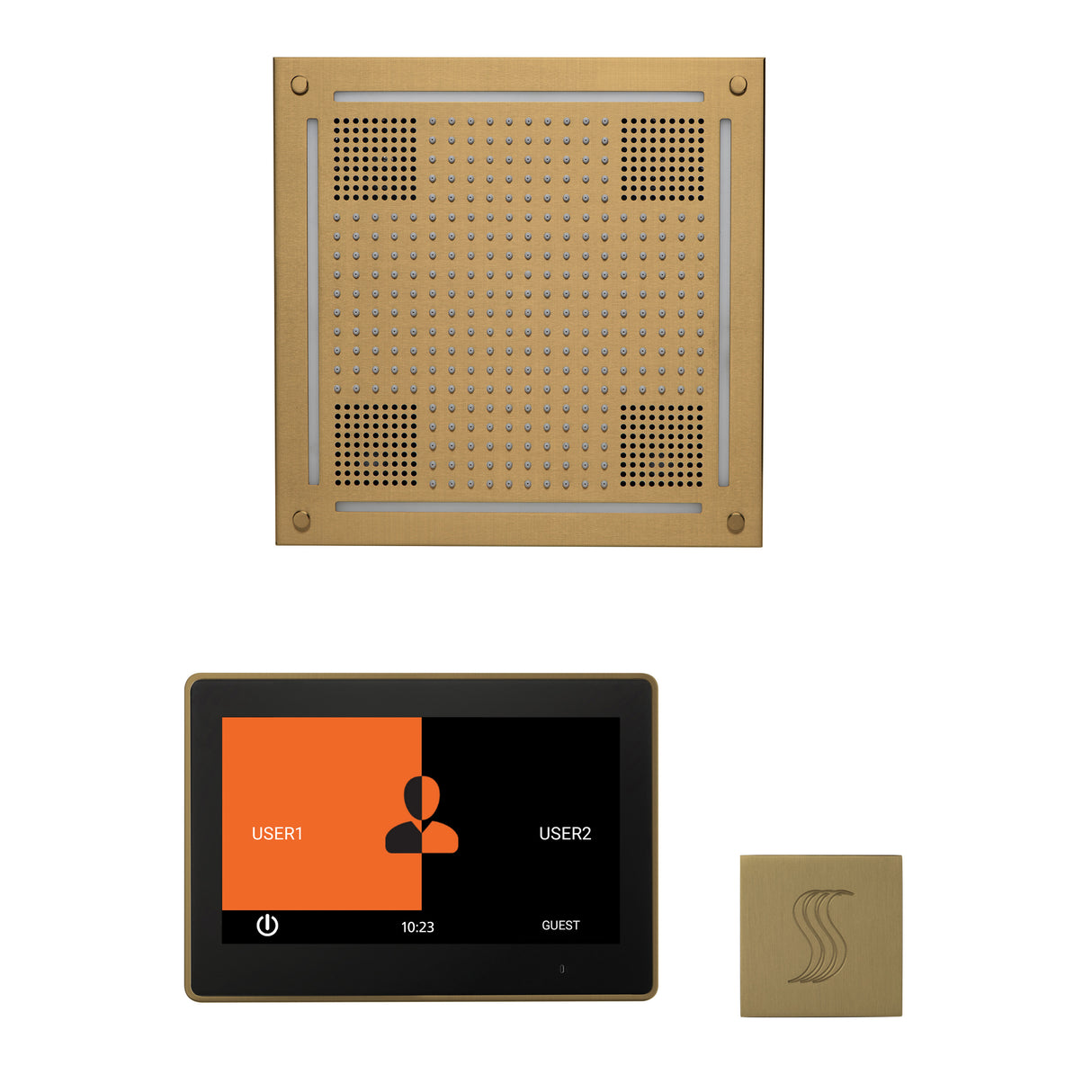 ThermaSol ThermaTouch 10"Steam Control, HydroVive 18" Square, and SteamVection Shower Package